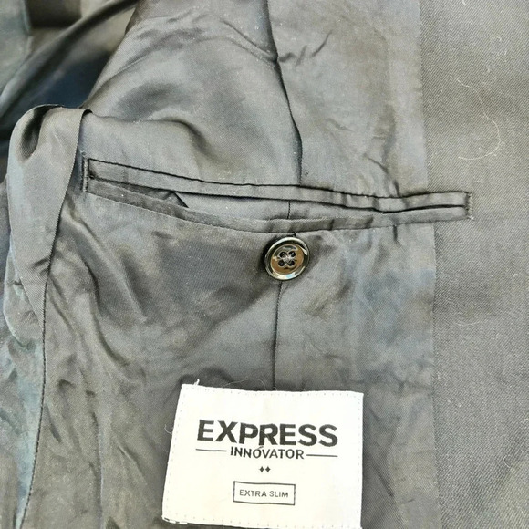 Express Men's Innovator Extra Slim Black Wool Blend 2 Button Blazer 36 Regular - Picture 10 of 11